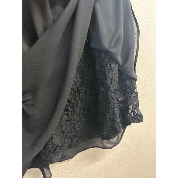 Torrid size 2 Black Lace Tiered Overlay Sheer Sleeve Women's Plus Size Top 2X - Picture 6 of 11